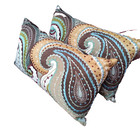 SET 2 Pier 1 Pillows Throw Paisley rectangle Multicolor. accent Zipper 12 X 20