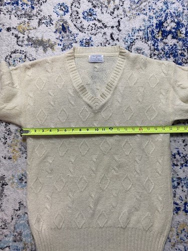 Vintage Christian Dior Sweater Shetland Wool Men Pullover Crewneck Medium White - Picture 4 of 5