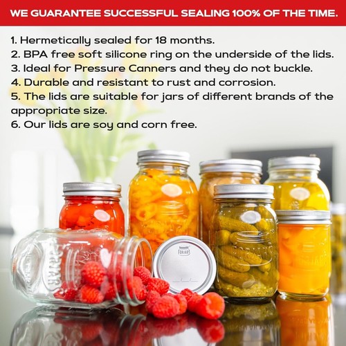 FORJARS - 200 Count: 100-pack Regular & 100-pack Wide Canning Lids. - Picture 6 of 8