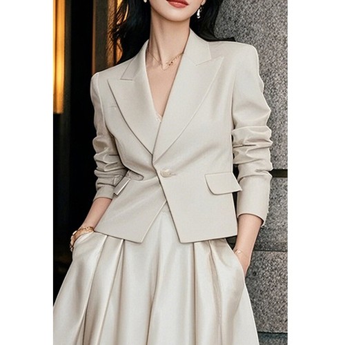 Womens 2pcs Sets One Button Blazer Skirts Long Sleeve Suit Jackets Spring Ladies - Bild 2 von 26