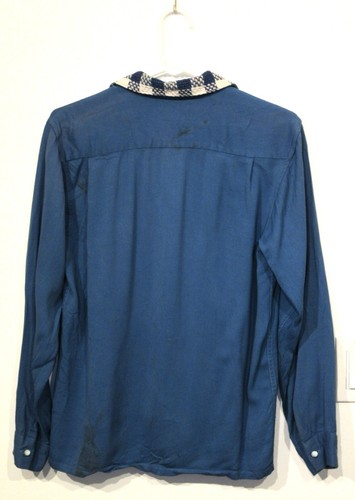 1950S 1960 VINTAGE SHIRT HEAVY RAYON CUTAWAY WOVEN COLLAR 2 TONE S ASIS LOOP S24 - Picture 9 of 13