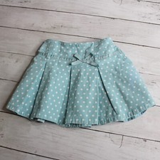 Gap Vintage Baby Girl's Pleated Skirt 18 24 Months Blue White Retro Polka Dot