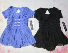 Dance Leotard Dress New 2-4 4-6 6-7 8-10 12-14 Blue Black Ballet Dance Costume