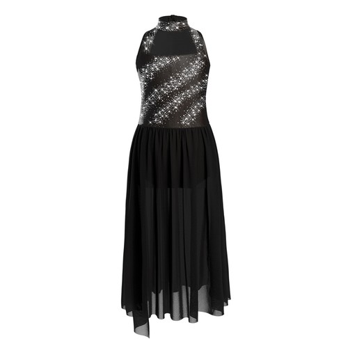 Kids Girls Rompers Salsa Unitard Contemporary Dresses Side Split Dress Recital - Picture 20 of 47