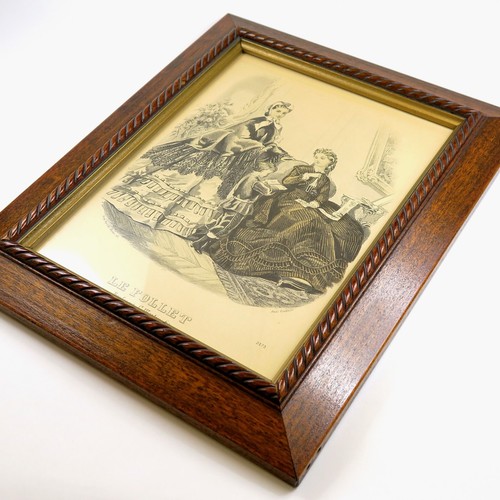 Mujeres con Niño Le Follet Antiguo 1860 Enmarcado París Firmado Moda Estampado JRB - Imagen 3 de 5