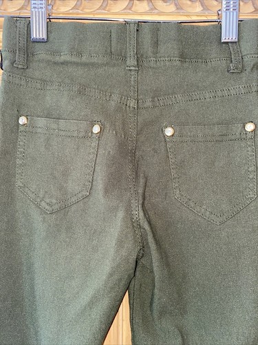 Girls Thrill JEGGINGS Pull-On Stretch Jeans Pants Size M 10 Green Checkered Side - Picture 7 of 9