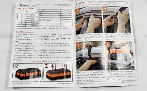 Car Roof Cargo Bag XBEEK Rooftop Carrier Wtrprf 15 Cubic Ft For All Cars MeeFar - Picture 11 of 11