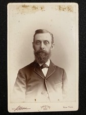 New York City NY Identified Man Beard Fancy Back Stamp Antique Cabinet Photo