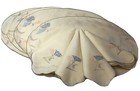 Vintage Cream Linen Set: 4 Oval Placemats & 4 Napkins Pastel Floral Embroidery N