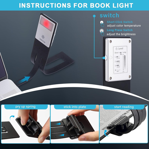 Bookmark Book Light, Clip on Reading Lights for Books in Bed, Infinite Brightnes - Picture 7 of 9