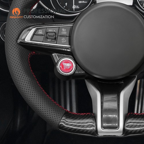 MEWANT Funda de volante de cuero genuino fibra de carbono para Alfa Romeo Giulia Quadrifoglio - Imagen 5 de 10