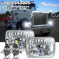 Pair 5X7 7x6 LED Headlights Hi Low Beam For International IHC 9200 9900 9400i