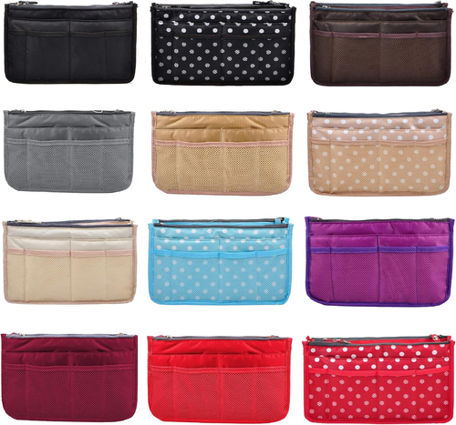 Updated Purse Handbag Organizer Insert Liner Bag in Bag 13 Pockets Milky Beige S - Picture 8 of 8