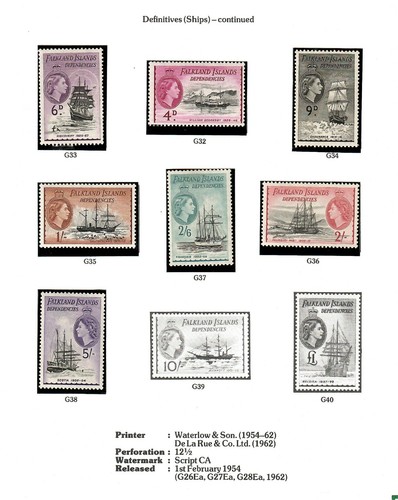 Falkland Islands Dependencies 1954 ships set to 5 shillings incl. shades mint - Picture 2 of 2