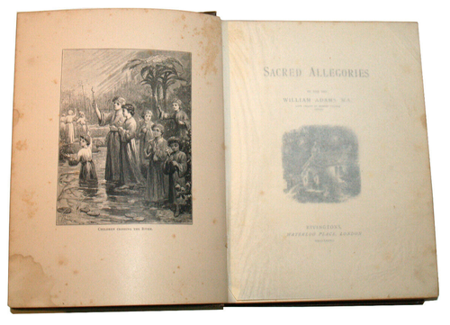 Libro antiguo de William Adams - Alegorías sagradas - Rivingtons 1882 - Dorado - Imagen 8 de 16