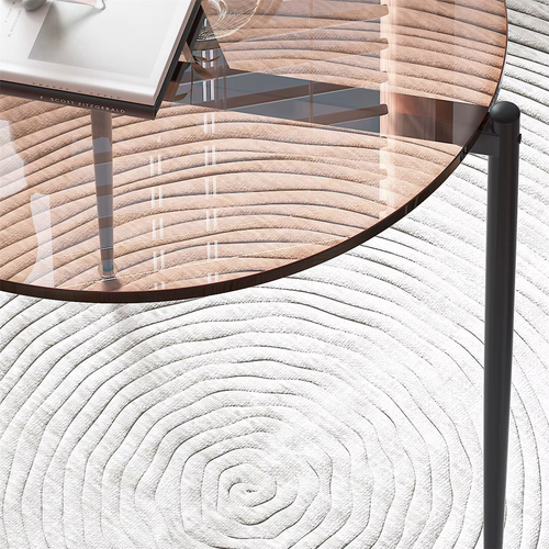 Round Coffee Side End Table Leisure Tempered Glass Side Table with Sleek Metal L - Picture 6 of 14