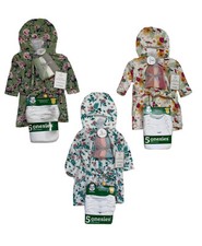 Modern Baby 4-Piece Set, Hooded Robe 3 Washcloths 5 Gerber Onsies; Size 3-6M