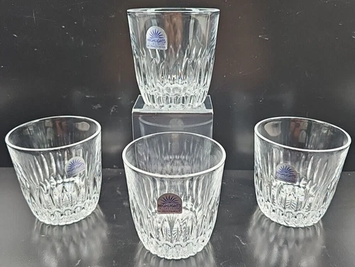 4 Princess House Royal Highlights Old Fashioned Set Clear Cut Etch Tumblers Lot