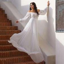 Elegant A-Line Wedding Dresses Long Sleeve Open Back Bridal Gowns Sweep Train