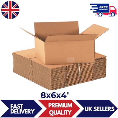 AKAR Single Wall Corrugated Cardboard Postal Mailing Shipping postal Boxes 8"x6"x 4"