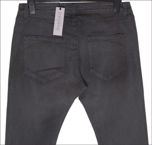 Nuevos Pantalones de mezclilla superfinos genuinos para hombre rectos hechos en Italia £145 grises elásticos - Imagen 4 de 5