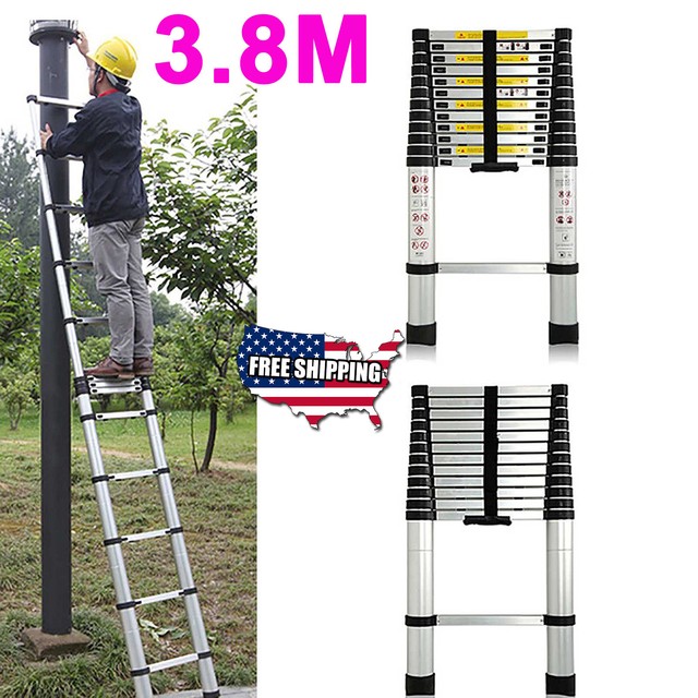 3.8M Thick Aluminum Telescoping Ladder Household Retractable Telescopic