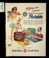 1950 Portable Color Radio General Electric Vintage Print Ad 13158