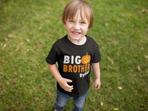 Pumpkin Halloween Shirt - Personalized sibling Shirt - Kids Brother Announcement