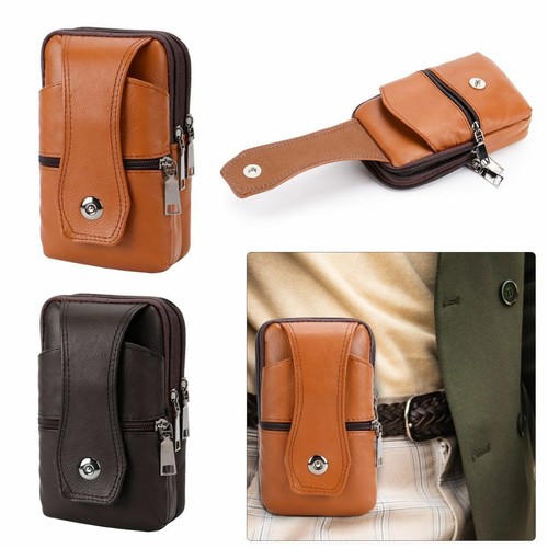 Herren Leder Handy Taille Gürtel Holster Schlaufe Pack Etui Tasche Brieftasche Etui Abdeckung - Bild 3 von 15