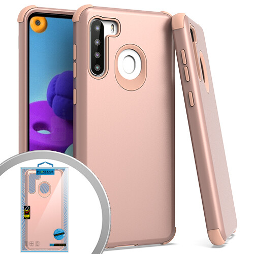 Für Samsung Galaxy A21 - Hard & Soft Rubber Hybrid Armor Case Hülle Rose Gold - Bild 8 von 8
