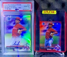 🔥⚾️ SIXTO SANCHZ Rookie Auto RED Refractor  2017 1st Bowman PSA 10 CHROME /499