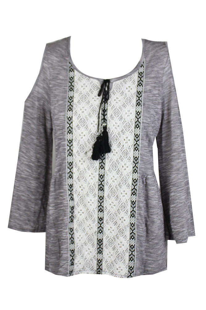 Крестьянский топ Style & Co глубокого черного цвета с открытыми плечами L