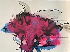 Abstract Mixed Media Ink Watercolor Painting On Paper 11 X 15” Contemporary