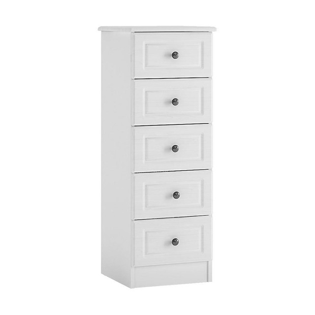 Hampshire 5 Drawer Tall Narrow Chest Of Drawers In White Textured Hampshire 5 Drawer Tall Narrow Chest Of