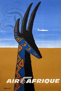 Plaque Alu Deco Repro Affiche Air Afrique Avion Animaux Gazelle Desert Sable Ebay