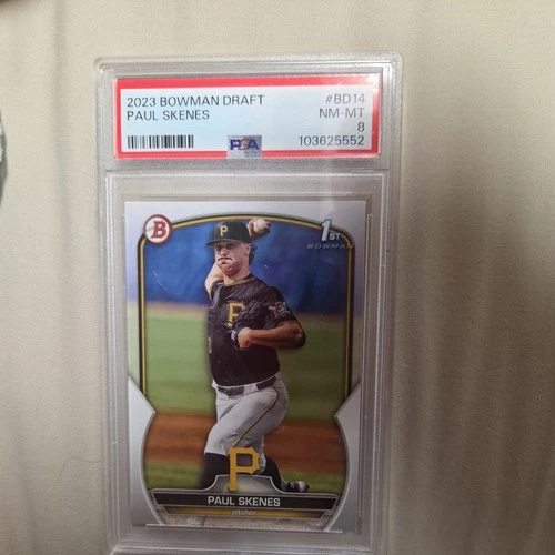 PAUL SKENES 2023 BOWMAN 1ST ROOKIE#BD-14 PITTSBURGH PIRATES PSA 8