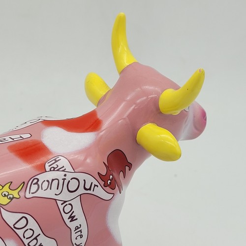 Cow Parade The Polite Cows Figurine Ornament Bonjour Have A Nice Day Buenos Dias - Picture 13 of 16