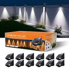 12 Pack Solar Fence Lights Outdoor Waterproof LED for Wall Deck Yard Patio Rail