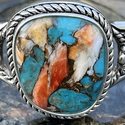 Sterling BBJ 925 Sterling Silver Oyster Copper Turquoise Cuff Bracelet Nice! P3 - Picture 5 of 6