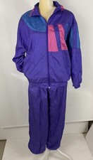 Vtg 80's Bocoo Womens S Windbreaker Jacket Pants Track Suit Set Colorful Purple