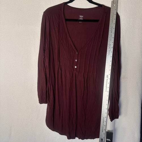 2 Mossimo Damen 2XL & 3XL - Langarmshirts V-Ausschnitt - weinrot & puderblau NEU - Bild 9 von 16