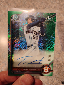 2022 Bowman #CPA-TW Tyler Whitaker Green Chrome Shimmer 1st Bowman Auto /99
