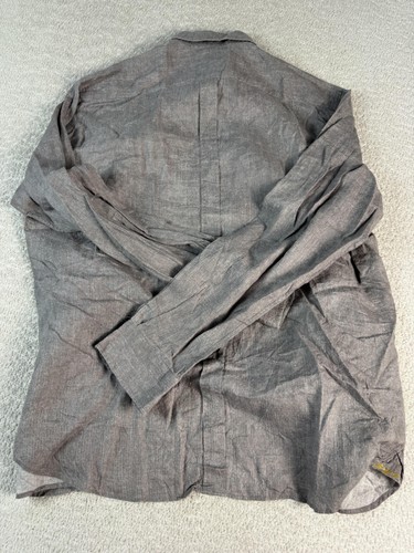 Robert Graham Shirt Mens 2XL Grey Linen Button Up Made Italy Long Sleeve Luxury - Picture 6 of 7