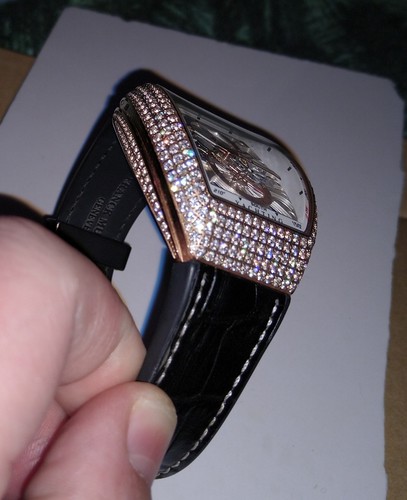 Men's Rose Gold Stainless Steel Fully Iced 5A CZ Automatic Movement Watch - Picture 7 of 24