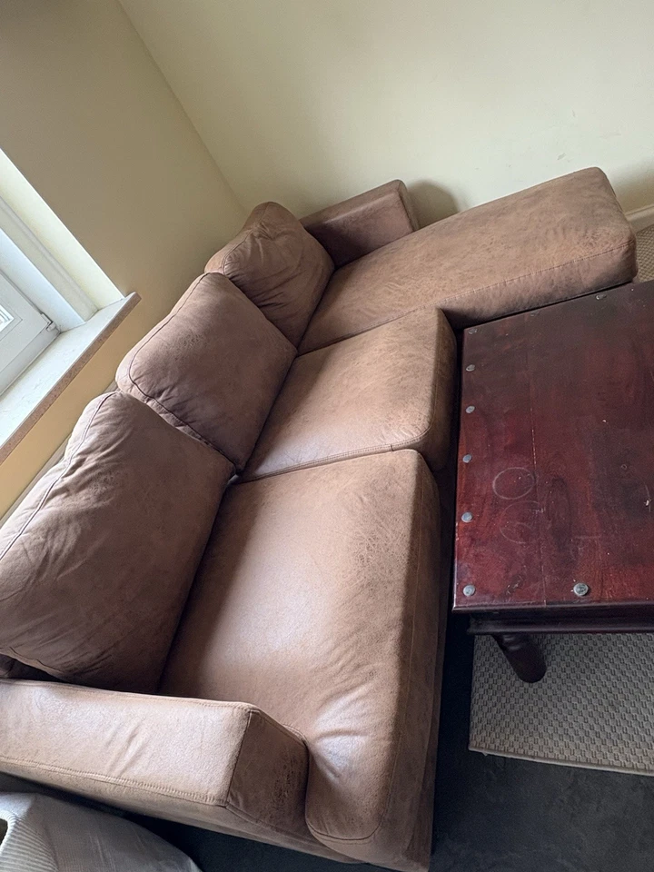 Ecksofa - Ecke wechselbar - Microfaser - Vintage-Leder-Look - Bild 4 von 4