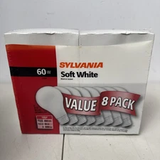 Sealed Sylvania A19 8 Pack-Soft White light bulbs 60w NOS