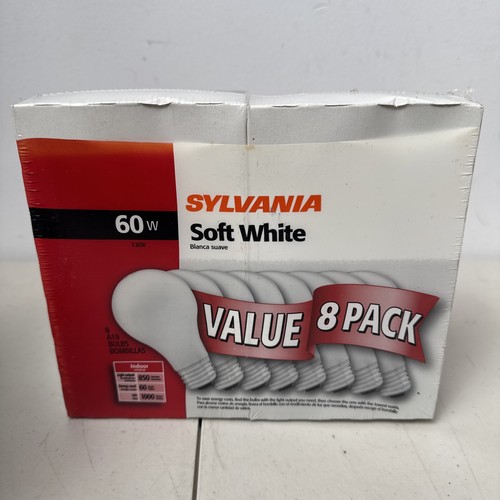 Versiegelt Sylvania A19 8er Pack - Soft White Glühbirnen 60W Neu aus altem Lagerbestand