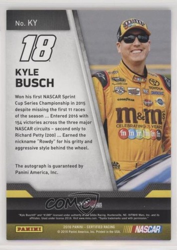 2016 Certified Certified Signatures Mirror Red /25 Kyle Busch #KY Auto - Picture 2 of 3