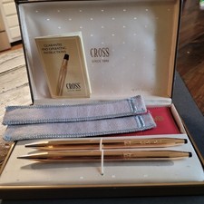Cross 14K Gold Filled Pen  Pencil Set w/ Case, Instructions  Pouch Rose Gold