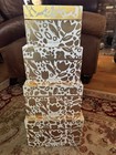Set 4 Kate Spade Nesting Boxes Gold Floral Pink Accent